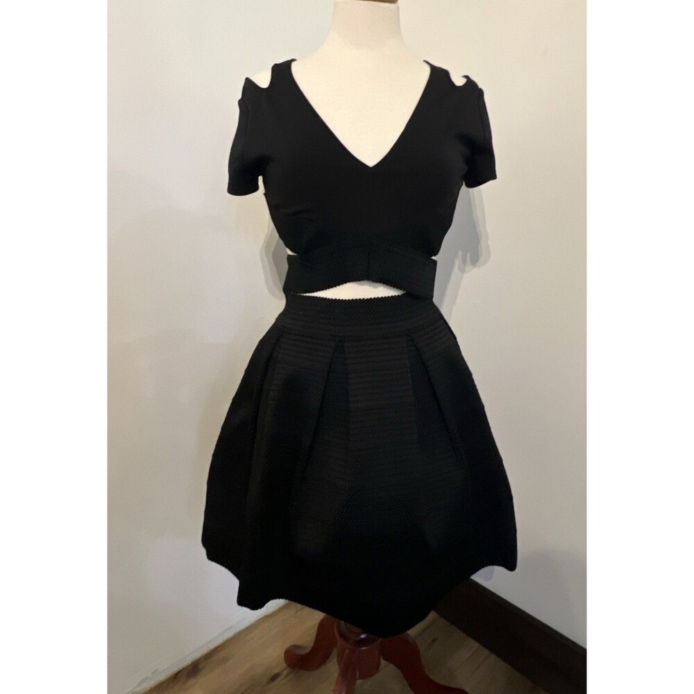 Express Black Crop Top Size Medium And Fit & Flare Skirt Size Small EUC